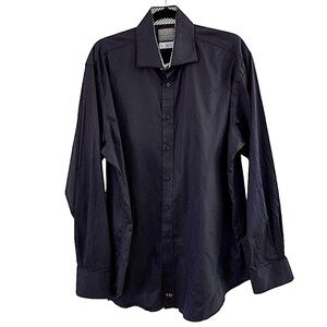 Thomas Dean Black Long Sleeve Shirt with Contrast Cuff Size XL